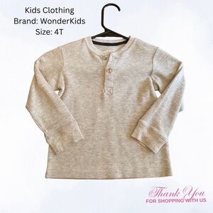 Wonderkids Light Gray Long Sleeve Henley Tee